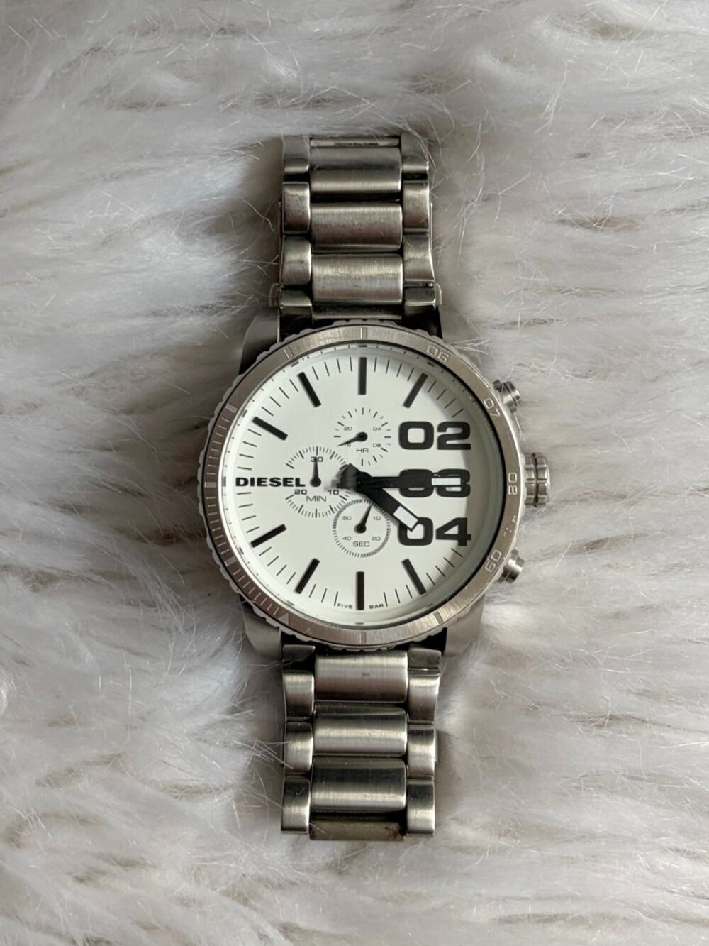 Diesel DZ-4219 Stainless Steel White Dial Men's Watch NEEDS BATTERY